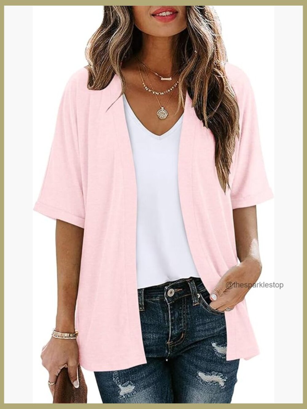 Short Sleeve Lightweight Cardigan Loose Fit Jacket Cover Up with Pockets
